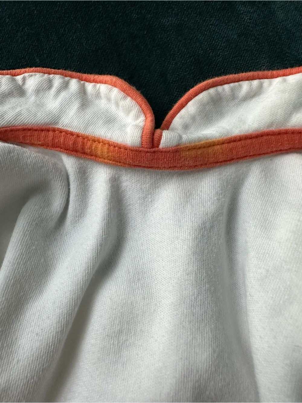 Mini Boden Coral-Trimmed Short White Unisex Layette One-Piece Bodysuit~0-3 Month